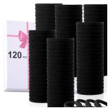 LuSeren 120PCS Black Hair Ties for Thick Hair   Seamless No Damage Elastic Ponytail Holders, Black Hair Band,Bulk Nylon Hair Elastics for Women