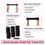 LuSeren 120PCS Black Hair Ties for Thick Hair   Seamless No Damage Elastic Ponytail Holders, Black Hair Band,Bulk Nylon Hair Elastics for Women