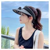 Sun Visor Hat with USB Fan, Summer Empty Top 3 Temp Settings Beach Cooling Anti UV Adjustable Fishing Hiking Cycling Cap