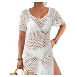 Bsubseach Bathing Suit Cover Up for Women Hollow Out Crochet Coverups Beach Dress Vacation Outfits XL
