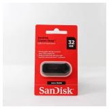SanDisk USB Memory 32GB Black USB 2.0 Slide Retractable SanDisk Cruzer Snap SDCZ62-032G-G35