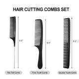 3 PCS Hairdressing Combs Set Heat-Resistant Hair Comb Set Rat Tail Comb Double Tooth Comb Fine Tooth Comb for Women and Man
