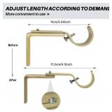 Curtain Rod Bracket Heavy Duty Adjustable Window Hardware Rod Holders Hanger for 1 inch Rods, Set of 3 (Gold-Adjustable)