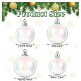 18 PCS Iridescent Ornaments Balls 4 Size Clear Plastic Christmas Ornament Christmas Clear Balls Halloween Decor for DIY Craft Baubles Pot Cauldron,Witch Brew Pot,Halloween Decorations,Xmas Tree Decor