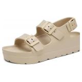 SOSOWHLTE Women's Platform Sandals with Arch Support - 3 Adjustable Straps Summer Beach Sandals, Lightweight & Slip-Resistant 6.5-7