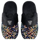 FOCO womens NFL Las Vegas Raiders Team Logo Ladies Sequin Fashion Slippers Medium