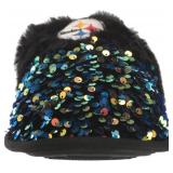 FOCO womens NFL Pittsburgh Steelers Team Logo Ladies Sequin Fashion Slippers XL