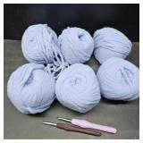 Soft Chunky Yarn for Crocheting   6 Pack of 3.5oz/100g   Chunky #5 Weight - Pure Nylon with Velvety Soft Feel   Thick & Quick Super Bulky Yarn for Bags, Blanket, Scarves & Hats(Sky Blue)