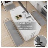 Kitchen Mat 1 PCS, Cushioned Non Slip Rugs for Kitchen Floor, Absorbent Runner Comfort Standing Mats Washable for Kitchen, Office, Home (Grey, 17.3'x30')