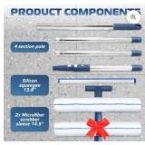 DSV Standard Window Cleaning Kit 62 , Window Washing Kit with Extension Pole with Silicone Scraper and 2X Microfiber Scrubber Sleeves, Window Cleaner Tool for Home, Shower, Glass, Mirror, Car