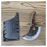 FULLHI Kitchen Knife with Guard, High Carbon Steel Forged Full Tang Knife for Outdoor Cooking, Camping BBQ