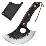 FULLHI Kitchen Knife with Guard, High Carbon Steel Forged Full Tang Knife for Outdoor Cooking, Camping BBQ