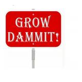 Grow Dammit Garden Sign, 12 x 8 Inches, Red Aluminum Sign with 28-Inch Stake, Funny Outdoor Garden Decor 1Pack