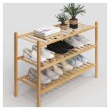 Z&L HOUSE 3-Tier Shoe Rack for Closet, Stackable Shoes Rack Organizer Free Standing Shoe Shelf for Entryway and Closet Hallway, Multifunctional Bamboo Rack in Different Combinations (3-Tier)