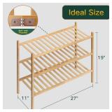 Z&L HOUSE 3-Tier Shoe Rack for Closet, Stackable Shoes Rack Organizer Free Standing Shoe Shelf for Entryway and Closet Hallway, Multifunctional Bamboo Rack in Different Combinations (3-Tier)