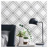 Heroad White Peel and Stick Wallpaper White and Black Contact Paper Geometric Modern Wall Paper for Nursery Room Bedroom Bathroom Cabinets Vinyl Roll Self-Adhesive Waterproof 17.3  x 78.7