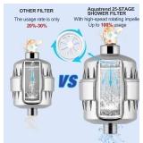 New Aquatrend 25-Stage Shower Head Filter for Hard Water, High Pressure Shower Filter for Removing Chlorine and Fluoride, Vitamin C Improves the Condition of Skin Hair Nails, Chrome