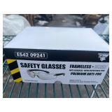 SAFETY GLASSES 12 PAIR PER BOX WORKHORSE FRAMELESS • CLEAR ANTI-SCRATCH • METAL DETECTABLE PINS PREMIUM ANTI-FOG