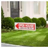 Bundle of Six 6 in. x 24 in. Plastic Open House Real Estate Yard Sign