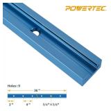 POWERTEC 71119V 36 Inch Double-Cut Profile Universal T-Track with Predrilled Mounting Holes, T Track for Woodworking Jigs and Fixtures, Drill Press Table, Router Table, Workbench, 2 Count, Pack of 1