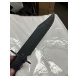 Frost Cutlery Heavy Duty Steel M9-Type Black knife - Comes as is - Finger Holds on Grip