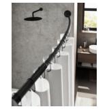 Dual Mount Curved Rod Black - 50” - 72” Adjustable - Quality & Easy to Install