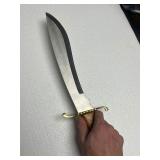 Beautiful Steel Curved Blade - Pirate Style Era - Wood & Gold Handle 11” Blade