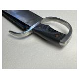 Hardcore Heavy Duty Bowie Knife Style Huge Steel Blade - Finger Cover & Black Leather Sheath - 11.5” Blade