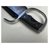 Hardcore Heavy Duty Bowie Knife Style Huge Steel Blade - Finger Cover & Black Leather Sheath - 11.5” Blade