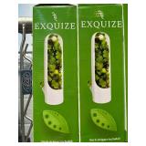 EXQUIZE Fresh Herb Keeper - Refrigerator Organizers - 3 Pack White BPA Free Round Containers - Includes Green Herb Tool - 2.5 Inches (Bundle of 2)