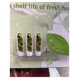 EXQUIZE Fresh Herb Keeper - Refrigerator Organizers - 3 Pack White BPA Free Round Containers - Includes Green Herb Tool - 2.5 Inches (Bundle of 2)