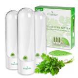 EXQUIZE Fresh Herb Keeper - Refrigerator Organizers - 3 Pack White BPA Free Round Containers - Includes Green Herb Tool - 2.5 Inches (Bundle of 2)
