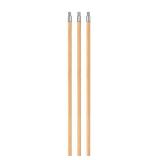 Bundle of 3 Wood Broom Handle with Metal Threaded Tip Heavy Duty Natural Lacquered Wood Handle for Floor Home Office Commercial, 6’ x 1' Diameter