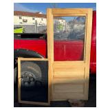 Wood Door With Glass Window - InterChangeable Screen Insert - 78” x 3’ - Contains blemishes see images