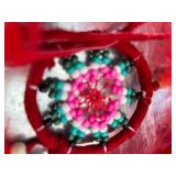 Beautiful Red Large Dream Catcher w/ 3 Mini - 12” Diameter, hangs around 2’