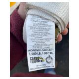 Bundle of 2 White Cargo Equipment 1,500lb Capacity Straps - 1 Hook End & 1 Clamp End