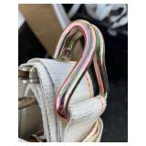 Bundle of 2 White Cargo Equipment 1,500lb Capacity Straps - 1 Hook End & 1 Clamp End