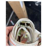 Bundle of 2 White Cargo Equipment 1,500lb Capacity Straps - 1 Hook End & 1 Clamp End