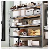 Storage Shelves Metal Garage Shelving Units, 5 Tier Metal Adjustable Shelving Racks for Basement Garage Warehouse Kitchen Pantry Closet, 6’H X34''W X15''D