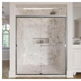 Classic Semi-Frameless 3/16-inch Glass Sliding Shower Door 60” x 72” - Silver *Retails $375* - no box
