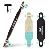 Windrunner 41inch Freeride Longboard Skateboard,8-Ply Natural Maple Drop Through Freestyle Complete Skateboard Cruiser  Pintail for Cruising,Carving,Free-Style and Downhill with T-Tool *1 board*