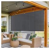XL Outdoor/Indoor Roller Shade Light Gray - Professional Quality Sun Shade W/ Metal Brackets and Aluminum Track 106” x 72”