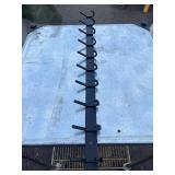 19 ½” x 1 ½” Black Steel Hook Hanger - Great for Hats, Coats, Medals, Keys, etc - 10 Hooks Approx. 3” each