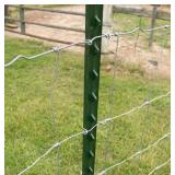 Bundle of 2 1-3/4 in. x 3-1/2 in. x 8 ft. Green Steel Fence T-Post with Anchor Plate