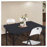 34' Square Folding Card Table, Fold-in-Half Utility Dining Portable Table Heavy Duty HDPE Plastic Foldable with Carrying Handle Indoor Outdoor for Picnic, Camping, Party, Black 34' Square Folding Card Table, Fold-in-Half Utility Dining Portable Table Heavy Duty HDPE Plastic Foldable with Carrying Handle Indoor Outdoor for Picnic, Camping, Party, Black