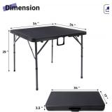 34' Square Folding Card Table, Fold-in-Half Utility Dining Portable Table Heavy Duty HDPE Plastic Foldable with Carrying Handle Indoor Outdoor for Picnic, Camping, Party, Black 34' Square Folding Card Table, Fold-in-Half Utility Dining Portable Table Heavy Duty HDPE Plastic Foldable with Carrying Handle Indoor Outdoor for Picnic, Camping, Party, Black