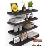 BAYKA Floating Shelves for Wall, 15.7in Wall Mounted Rustic Wood Shelves for Bathroom, Bedroom, Living Room, Kitchen, Hanging Shelf for Books/Storage/Room Decor with 22lbs Capacity (Black, Set of 4) BAYKA Floating Shelves for Wall, 15.7in Wall Mounted Rustic Wood Shelves for Bathroom, Bedroom, Living Room, Kitchen, Hanging Shelf for Books/Storage/Room Decor with 22lbs Capacity (Black, Set of 4)