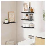BAYKA Floating Shelves for Wall, 15.7in Wall Mounted Rustic Wood Shelves for Bathroom, Bedroom, Living Room, Kitchen, Hanging Shelf for Books/Storage/Room Decor with 22lbs Capacity (Black, Set of 4) BAYKA Floating Shelves for Wall, 15.7in Wall Mounted Rustic Wood Shelves for Bathroom, Bedroom, Living Room, Kitchen, Hanging Shelf for Books/Storage/Room Decor with 22lbs Capacity (Black, Set of 4)