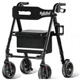 Retails for $130! Walkers for Seniors Taller 5.3~7ft, Lightweight Foldable Rollator Walker, Built in Cable, Reinforced Aluminum Frame, 8' Big Rubber Wheels for All Terrain, 350lb Weight Capacity, Blac Retails for $130! Walkers for Seniors Taller 5.3~7ft, Lightweight Foldable Rollator Walker, Built in Cable, Reinforced Aluminum Frame, 8' Big Rubber Wheels for All Terrain, 350lb Weight Capacity, Blac