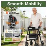 Retails for $130! Walkers for Seniors Taller 5.3~7ft, Lightweight Foldable Rollator Walker, Built in Cable, Reinforced Aluminum Frame, 8' Big Rubber Wheels for All Terrain, 350lb Weight Capacity, Blac Retails for $130! Walkers for Seniors Taller 5.3~7ft, Lightweight Foldable Rollator Walker, Built in Cable, Reinforced Aluminum Frame, 8' Big Rubber Wheels for All Terrain, 350lb Weight Capacity, Blac